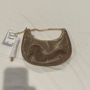 Nordstrom Metallic Gold Clutch with Chain